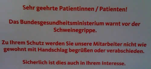 Wegen Schweinegrippe keine Begrüßung mit Handschlag Wegen Schweinegrippe keine Begrüßung mit Handschlag