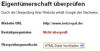 Webmastertools Eigentuemerschaft pruefen Webmastertools Eigentuemerschaft pruefen